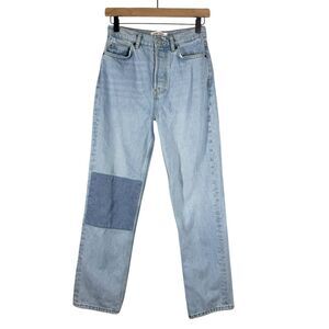 Reformation Jeans Cynthia Patch High Rise Straight Leg in Tahoe Wash Size 25